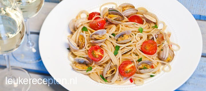 Spaghetti vongole met tomaat