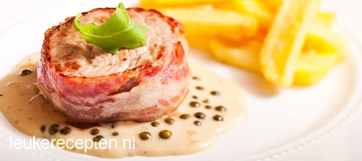 Varkenshaasmedaillons met peperroomsaus