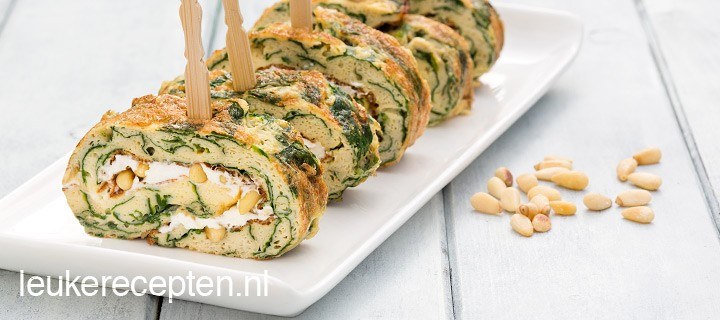 Omeletrolletjes met spinazie