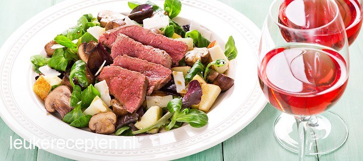 Biefstuksalade met balsamicodressing