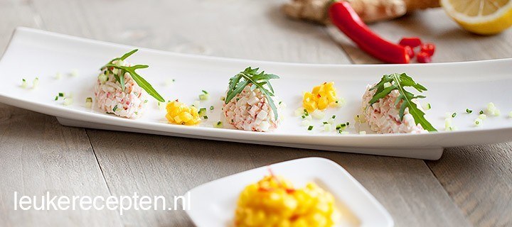 Riverkreeftjes voorgerecht met mangochutney