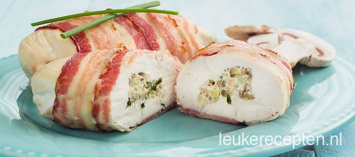 Gevulde kipfilet met romige champignons