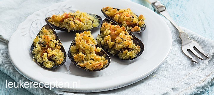 Gegratineerde mosselen met panko