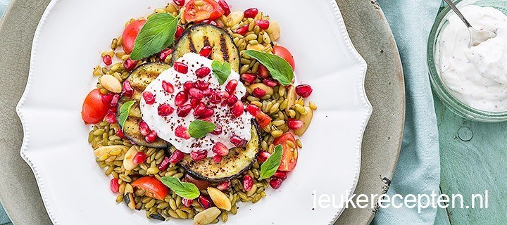 Freekeh salade met aubergine