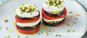 mozzarella torentje met aubergine