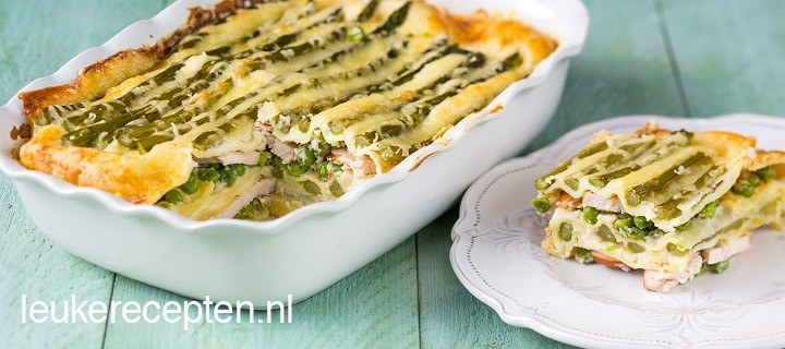 Lasagne met asperges en kip