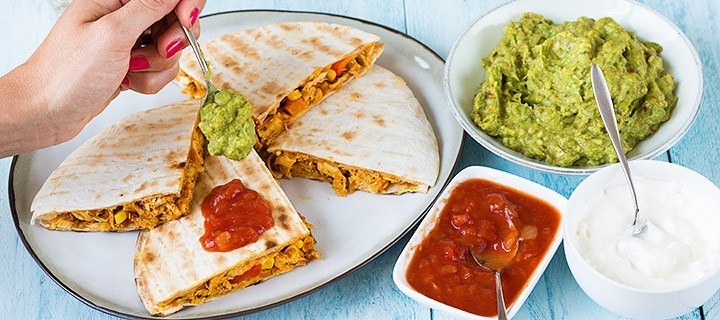 Quesadilla met kip van de bbq