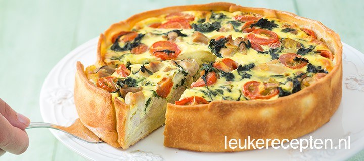 Quiche met kip en spinazie
