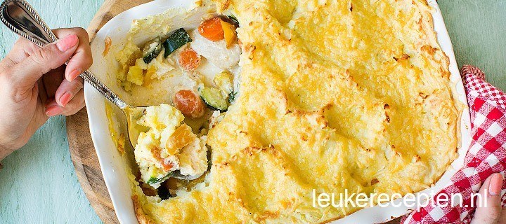Ovenschotel met vis en puree