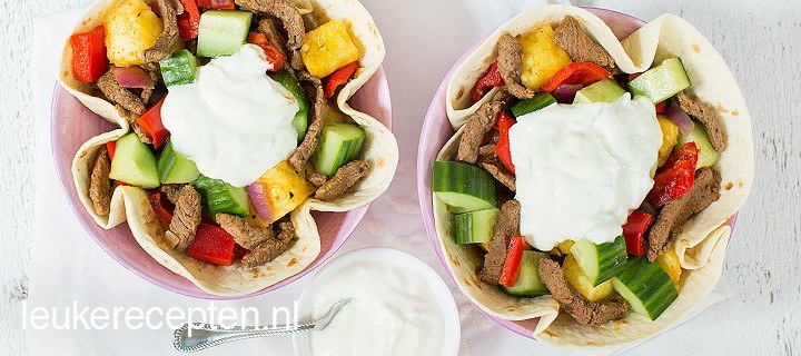 Wrap bowl met biefstuk