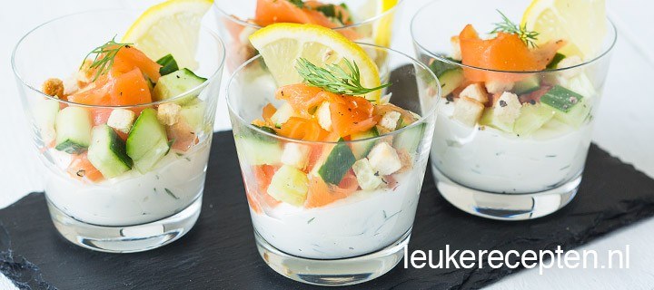 Zalm amuse in een glaasje