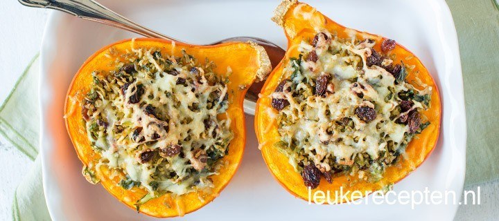 Gevulde pompoen met andijvie