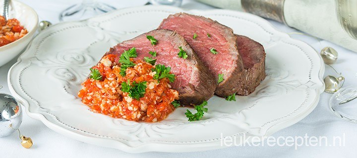 Perfect gebakken ossenhaas met paprika-tapenade + 3 tips