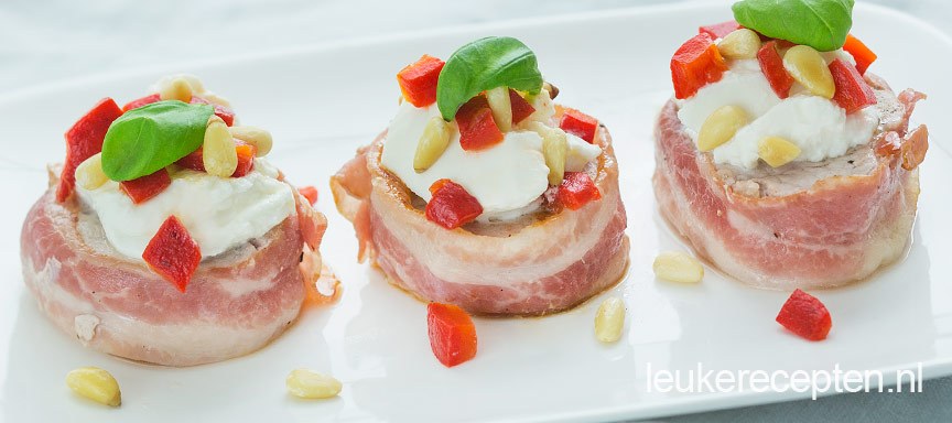 Varkenshaas met spek en ricotta