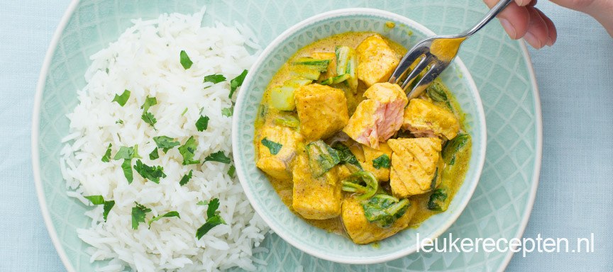 Zalm curry met paksoi