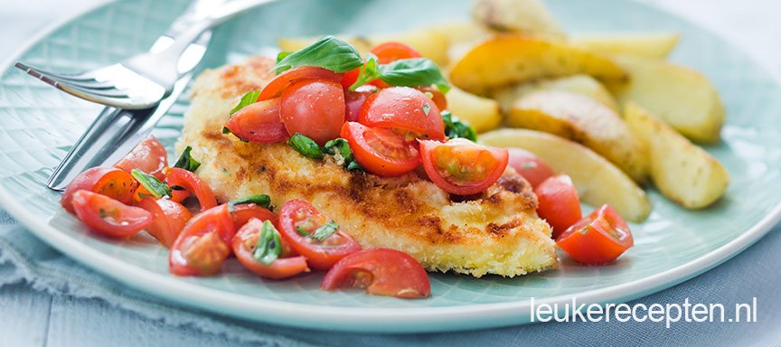 Krokante kip met bruschetta topping