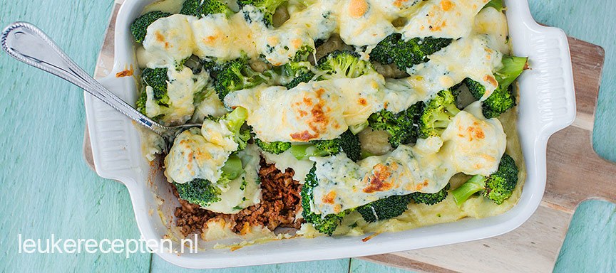 Ovenschotel met gehakt en broccoli