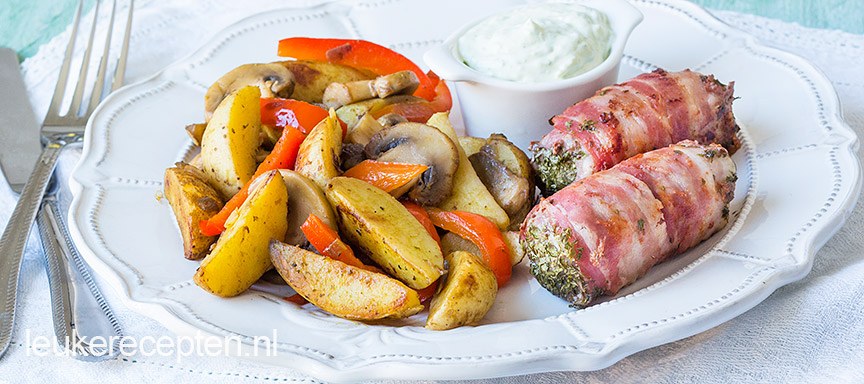 Nieuw! Aardappel basilicum roerbak met slavinken