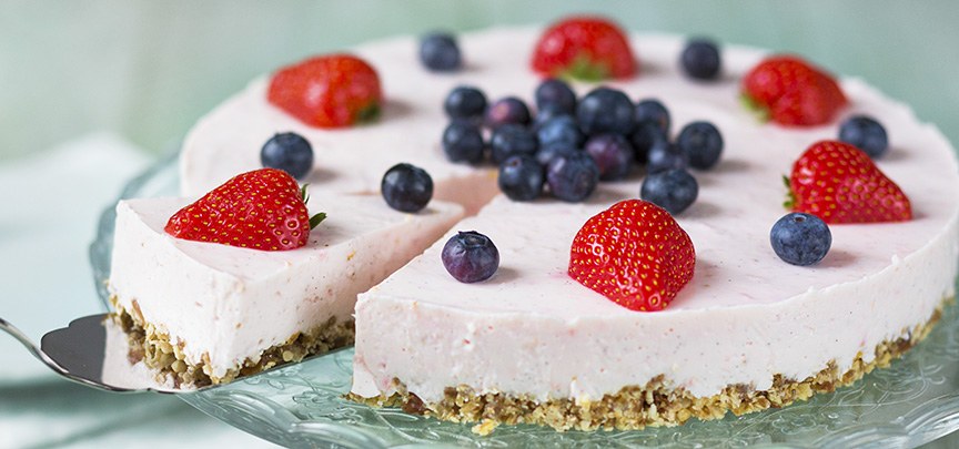 Gezonde aardbeien kwarktaart