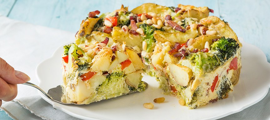 Aardappeltaart met broccoli