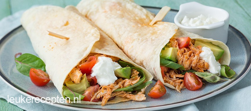 Wraps met pulled chicken