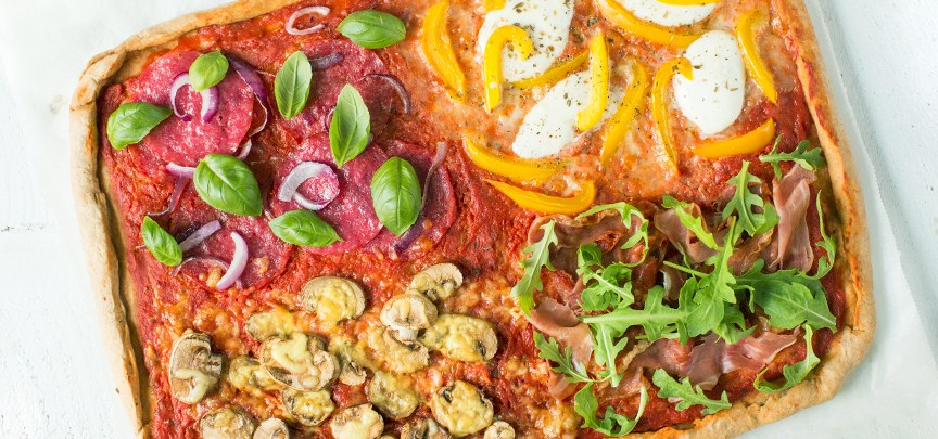 Volkoren pizza quattro stagioni
