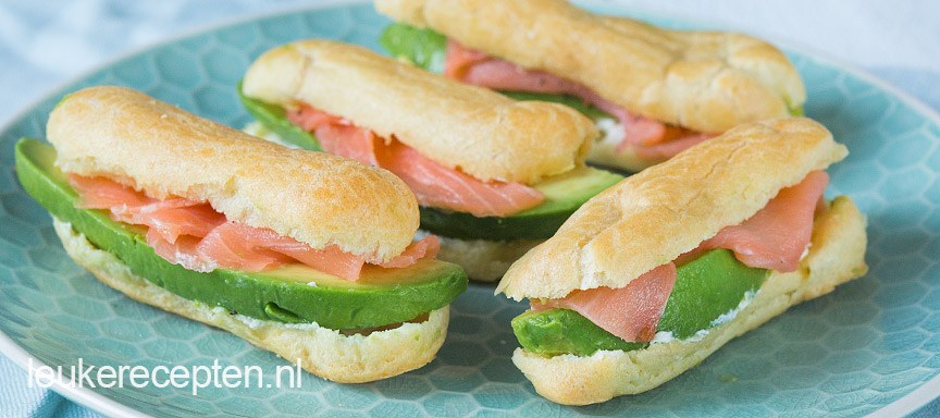 Hartige eclairs met zalm