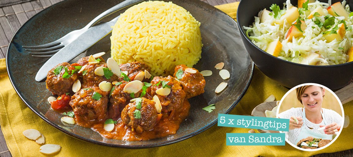 Recept tikka masala met gehaktballetjes + 5 foodstyling tips