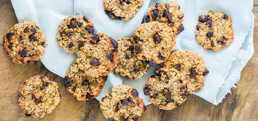 Banaan havermout koekjes met chocolade