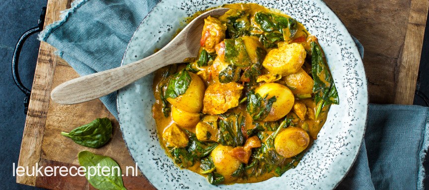 Curry met aardappel en kip