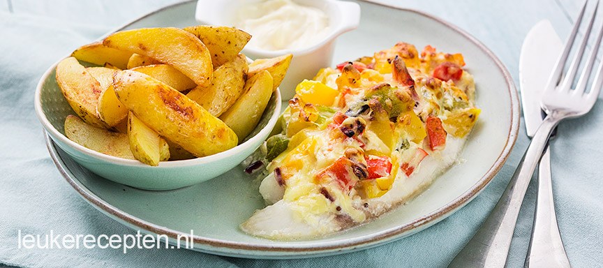 Visgratin met paprika