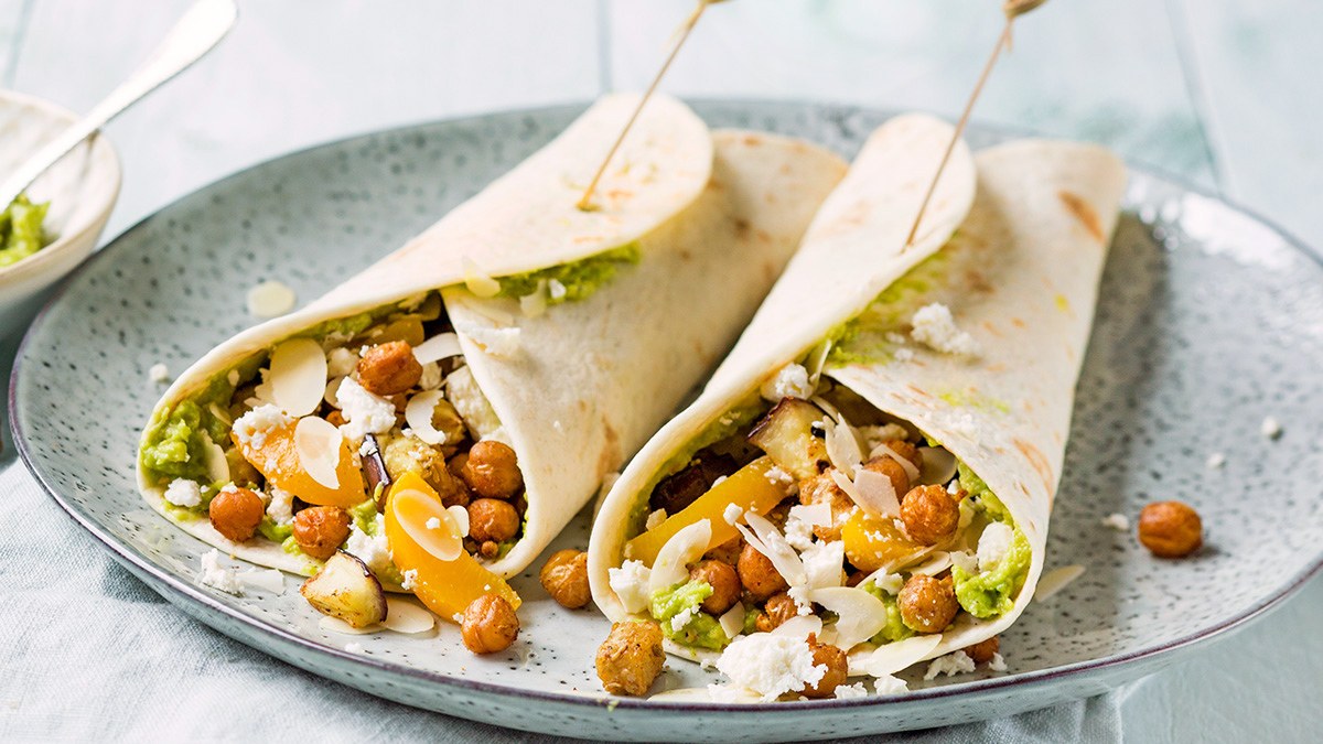 Wraps met geroosterde kikkererwten