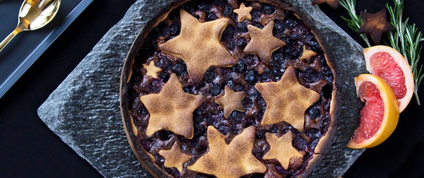 Sterrentaart met chocola en blauwe bessen