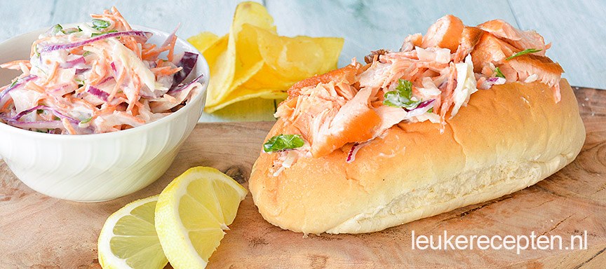 Broodje pulled salmon