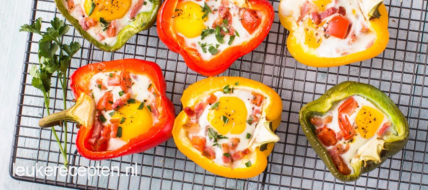 Paprika met ei uit de oven