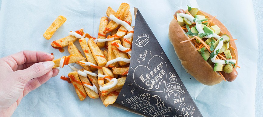 Hotdogs met chili knoflook frieten uit de Airfryer