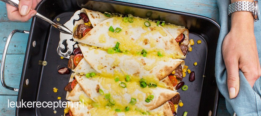 Gegratineerde wraps met steak