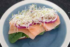 Zoete aardappel sandwich zalm www.leukerecepten.nl