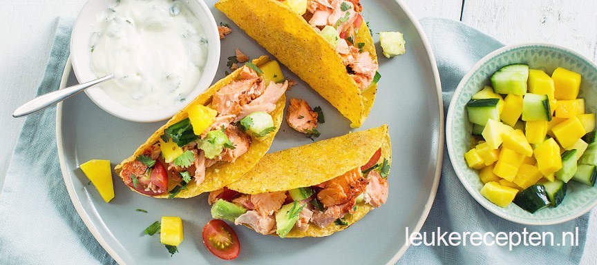 Taco’s met zalm en mango