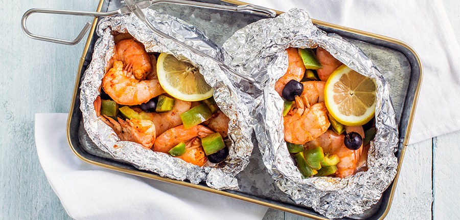 Pittige garnalen pakketjes met paprika