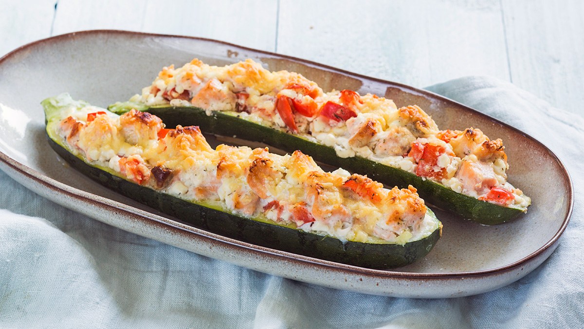 Gevulde courgette met zalm