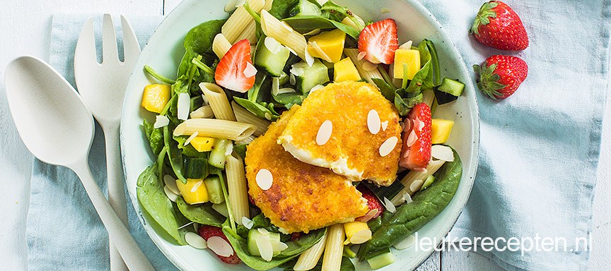 Spinaziesalade met kaasschnitzel