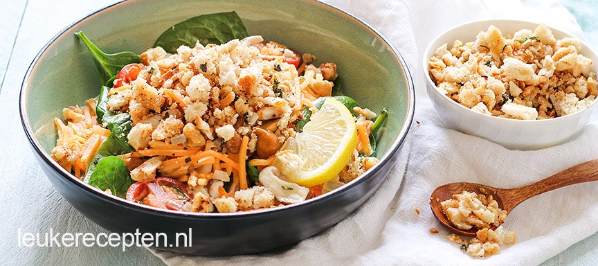 Light Recept: Pompoen spaghetti met broodkruim