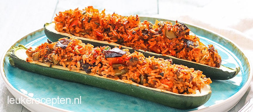 Gevulde courgette met aubergine