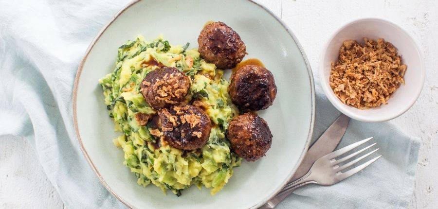 Indische andijviestamppot