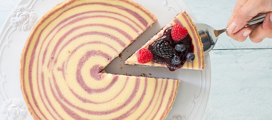 Bosvruchten zebra cheesecake met jam