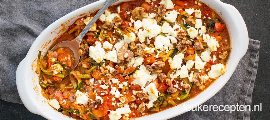 Courgetti ovenschotel met feta