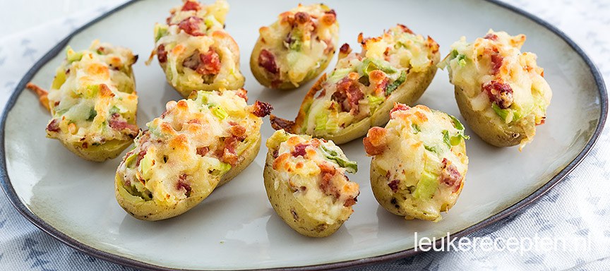 Gevulde aardappeltjes met bosui en bacon