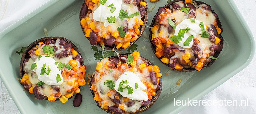 Gevulde portobello’s met mexicaanse vulling