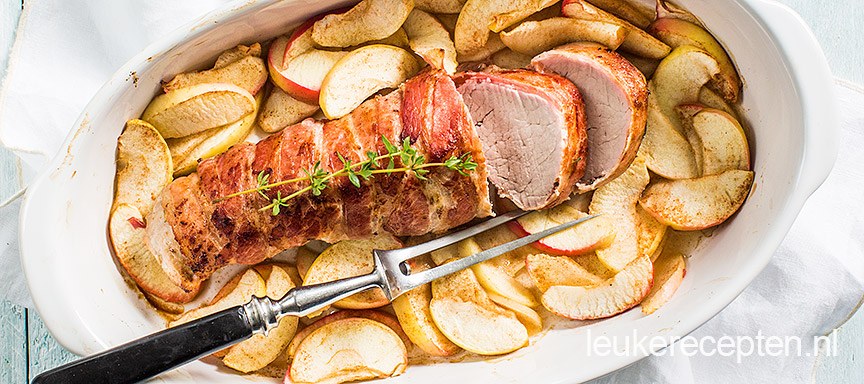 Varkenshaas met spek en appel